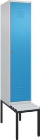 C+P Spind Classic PLUS Garderobenspind mit Sitzbank, 1 Abteil, Lichtgrau, B/T/H: 212 x 40 x 81,5 cm, mit Zylinderschloss und 4 Garderobenhaken - Bild 1