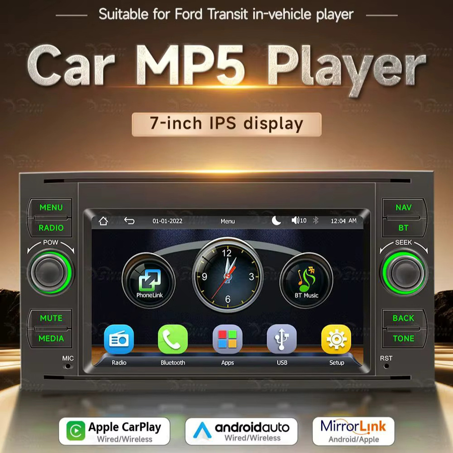 BQCC 7 Zoll MP5-Player für Ford Transit, Multimedia-Stereoanlage in Schwarz mit USB und AUX-Eingang - Bild 4