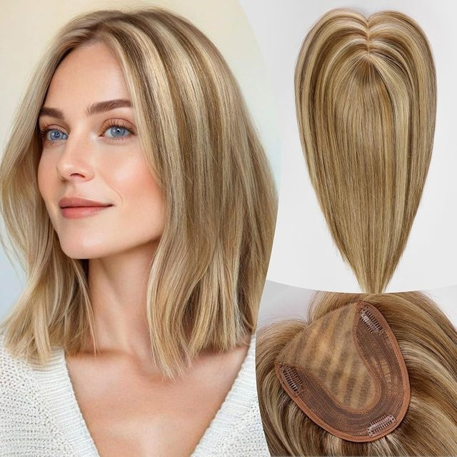 HAIRCUBE Echthaar-Topper, 14 Zoll, braun-blonde Highlights, Damen - Bild 1