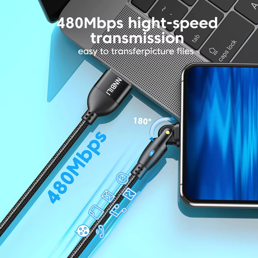 NNBILI USB Typ C Kabel 3A Schnelles Ladekabel und Datenkabel für Huawei, Xiaomi, Samsung, POCO, realme und OnePlus in Rot und Schwarz - Bild 4