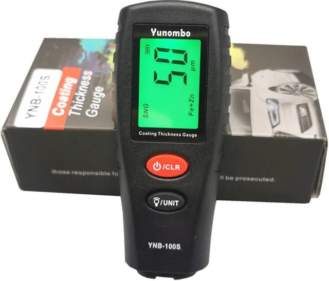 Yunombo YNB-100S Digitaler Lackschichtdickenmesser mit LCD-Hintergrundbeleuchtung in Schwarz - Bild 1