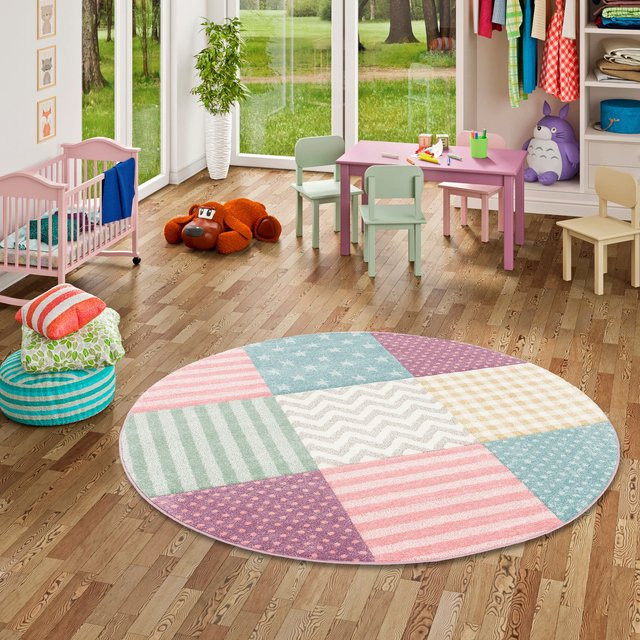 Pergamon Kinder und Jugend Teppich Maui Sterne Rund, Multicolour, Durchmesser: 160 cm - Bild 1