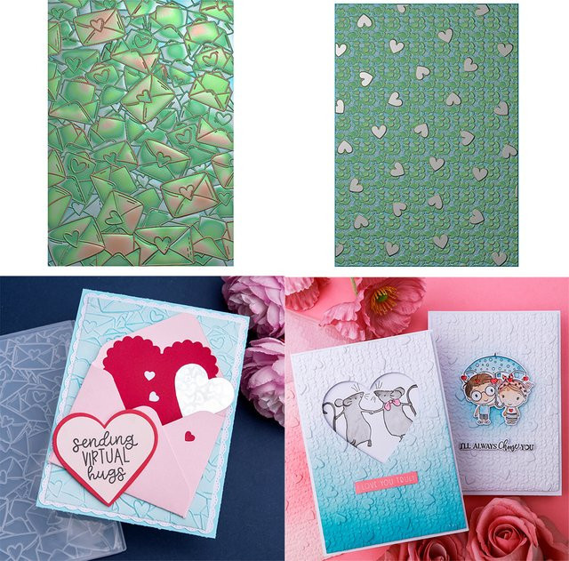 3D Prägeordner Set mit Herz- und Umschlag-Motiv für Scrapbooking und DIY Papierarbeiten - Bild 1