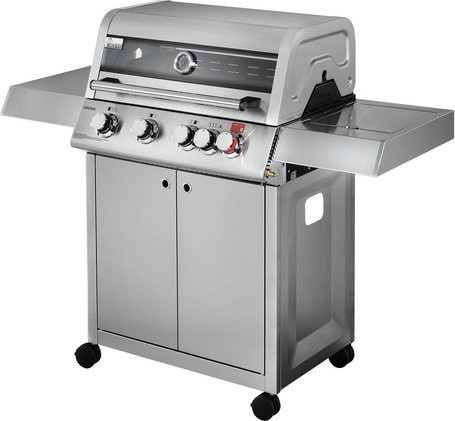 THOR Gasgrill Virginia 4 in Silber mit Seitenbrenner, Thermometer und Warmhalterist in Edelstahl-Optik, B/T/H: 144,5 x 56,5 x 117 cm - Bild 1