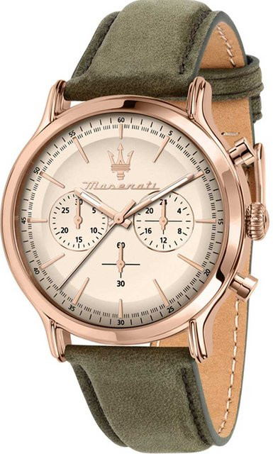 Maserati Chronograph, Herrenuhr, Quarz, Edelstahl, Leder, 42 mm, 10 ATM - Bild 1