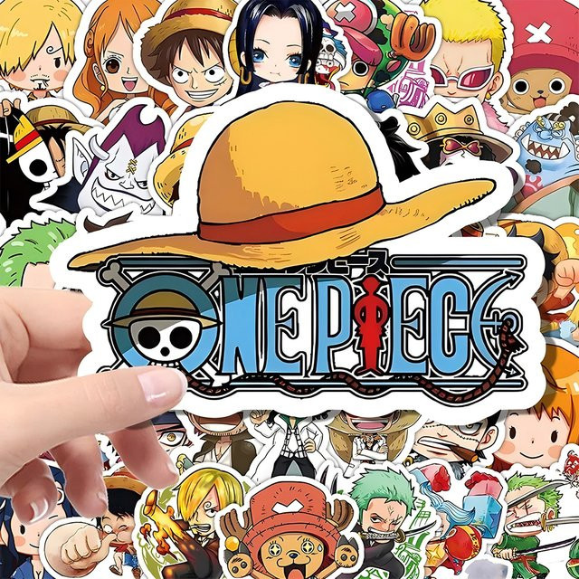 55 wasserfeste Anime-Aufkleber Set von Bandai mit Luffy Zoro und Sanji als Cartoon-Graffiti-Sticker aus PVC für deine Laptop-Dekoration in Multicolour - Bild 1