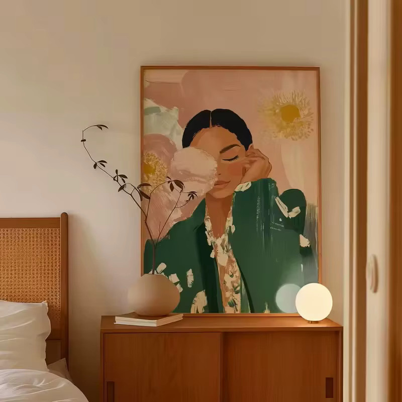 CPWAD Leinwand Wandkunst Modernes Florales Weibliches Porträt in Mehrfarbig als Ästhetisches Poster für Wohnzimmer und Schlafzimmer - Bild 2
