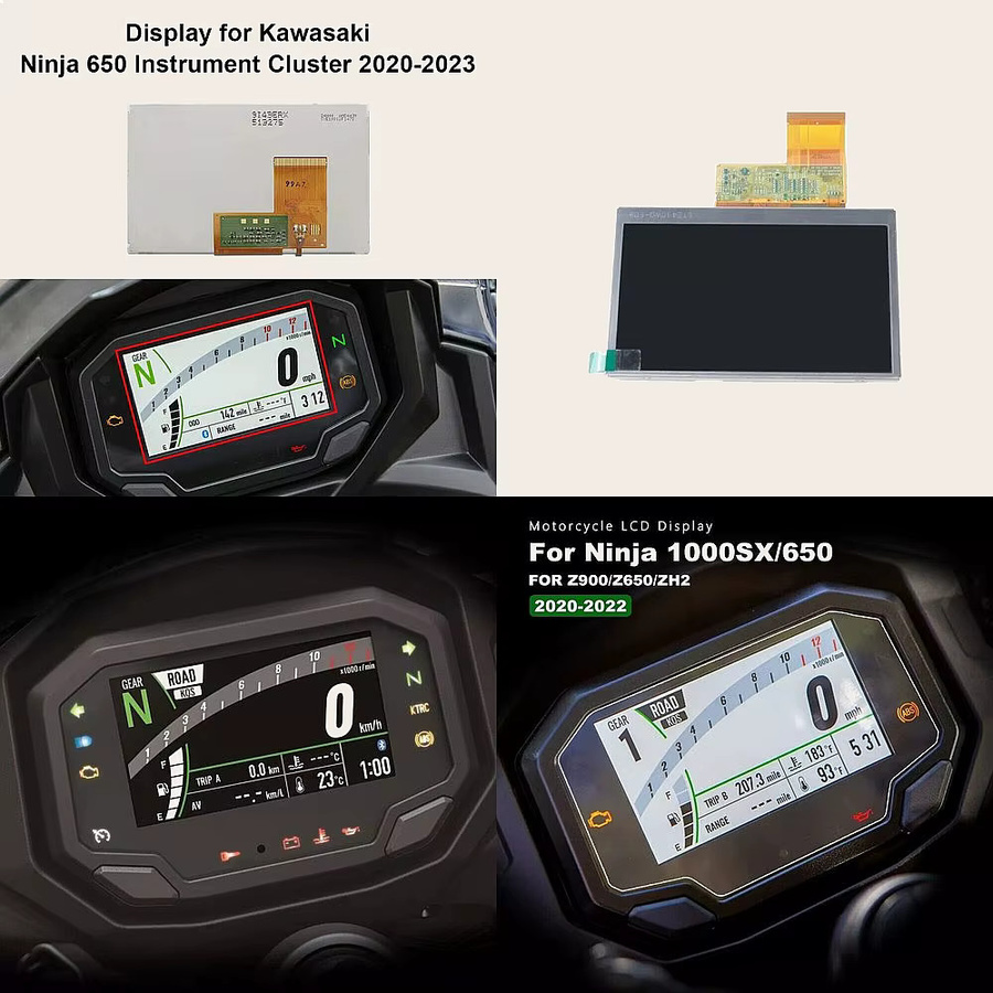 Easymox Digitales LCD-Display für Kawasaki Z900 Z650 Z H2 Ninja 650 Z1000SX ZX10R ZX4R Tachometer in Schwarz - Bild 2