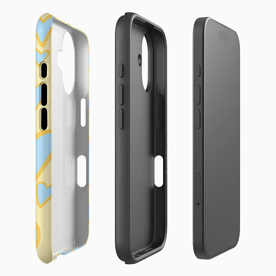 Fresh Hearts Handyhülle für iPhone 17 16 15 14 13 12 Pro Max Plus mit doppelschichtiger Rückseite in Gelb Blau - Bild 2