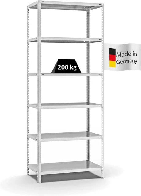 PROREGAL Fachbodenregal Medium-Duty Grundregal mit 6 Ebenen, Lichtgrau, H x B x T: 250 x 100 x 50 cm - Bild 1