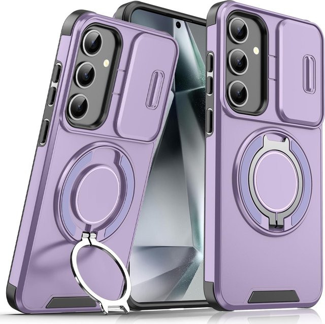Schiebekamera-Hülle für Samsung Galaxy S26 S25 S24 S23 S22 Ultra Plus FE A56 A36 A26 A16 A55 A35 A25 A54 5G mit magnetischem Ringhalter in Purple - Bild 1