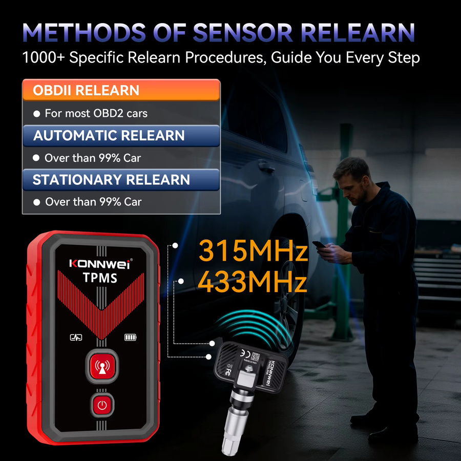 KONNWEI TK100 TPMS Reifendrucksensor Aktivierungs- und Programmiergerät zur Diagnose für Universalfahrzeuge - Bild 4
