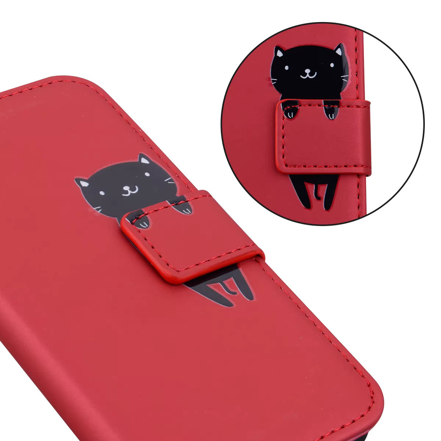Cartoon Flip Lederhülle für Xiaomi 17T Pro und Xiaomi 15T Pro mit magnetischem Telefonständer und Kartenfächern in Beige oder Rot - Bild 4
