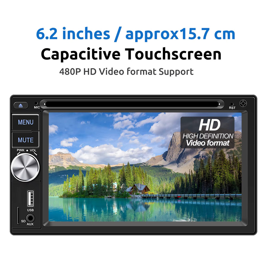 ESSGOO Autoradio mit 6.2 Zoll 2 DIN Touchscreen, Apple CarPlay, Android Auto, Bluetooth, CD/DVD, USB und FM/RDS in Schwarz - Bild 5