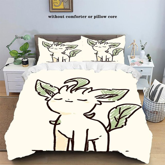 Pokemon Kinderbettwäscheset mit Pikachu Gengar Eevee und Glurak Motiv, Bettbezug und Kissenbezug in Weiß, B/H: 135 x 200 cm - Bild 1