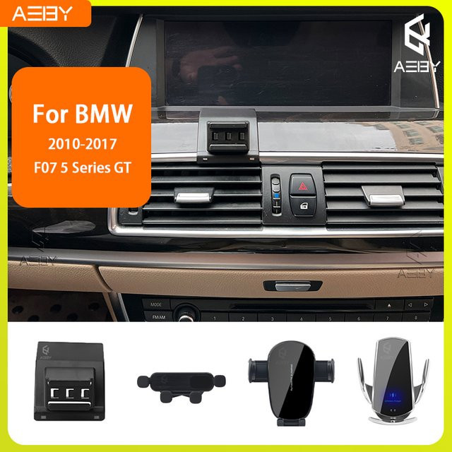 Handyhalterung für BMW 5er GT F07 (2010-2017) mit kabelloser Ladefunktion in Schwarz - Bild 1