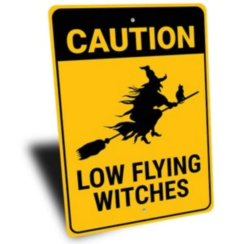HELLOYOUNG Halloween Dekoration Fliegende Hexe aus Metall in Gelb Wandmontiert - Bild 3