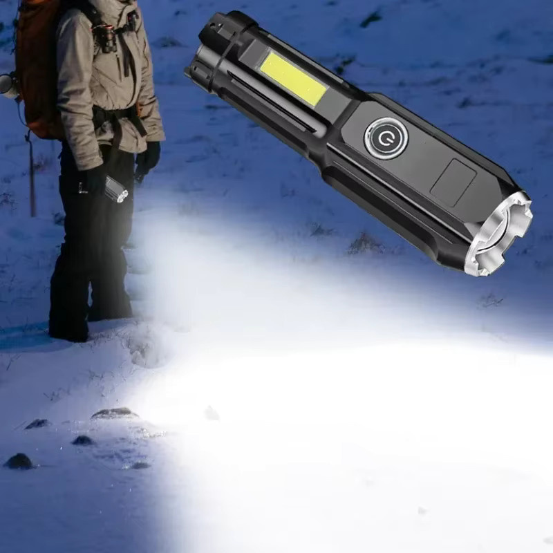 KDULIT Hochleistungs-LED-Taschenlampe in Schwarz mit Zoom-Funktion, COB-Seitenlicht und wiederaufladbarem Akku für Outdoor, Camping und Angeln - Bild 5