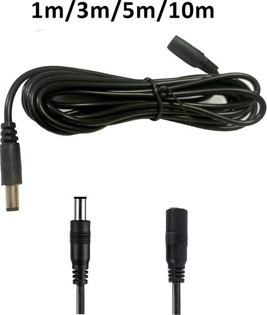 DC Verlängerungskabel Adapter Buchse auf Stecker 2,1mm x 5,5mm Schwarz - Bild 1