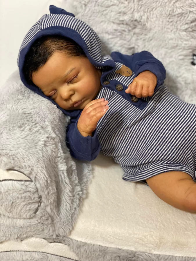 NPK Romy Reborn Baby Doll, 18 Zoll, Neugeborene, dunkle Haut - Bild 3