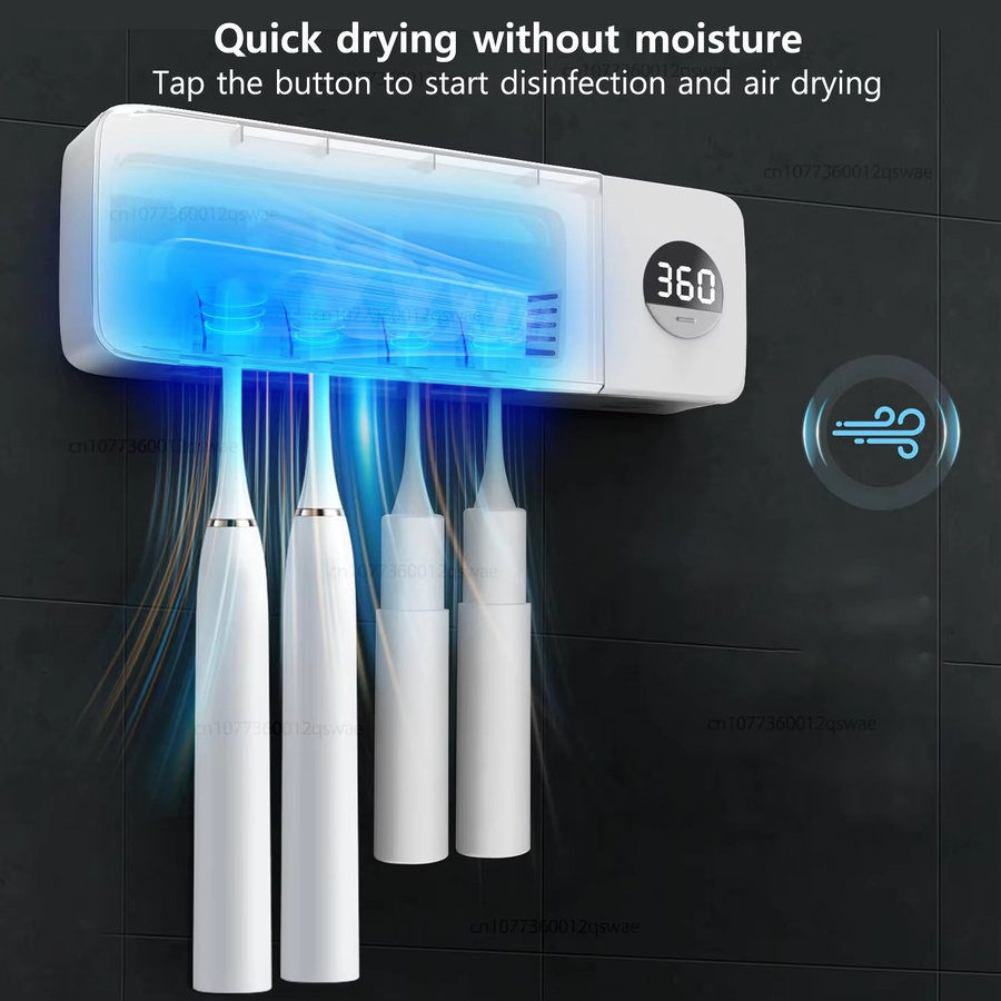 XMSJ Elektrischer Zahnbürsten-Sterilisator, UV-Sterilisation, 4 Steckplätze, weiß, Unisex - Bild 4