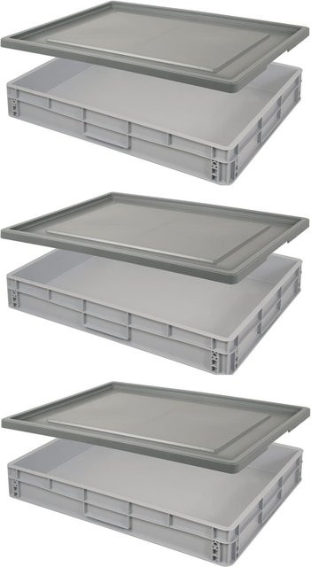 BRB Euro-Stapelbehälter-Set grau B/T/H: 80 x 60 x 12 cm - Bild 1