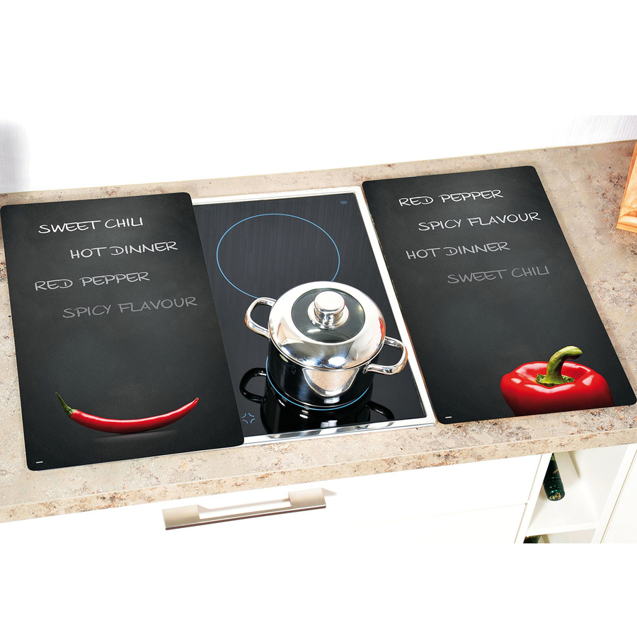 Kesper Herdabdeckplatte aus Glas, 2er Pack, Schwarz, rechteckig - Bild 2