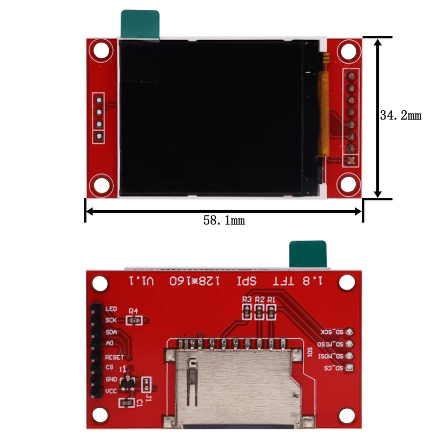 TFT LCD Modul ST7735 SPI mit 1,8 Zoll Display und 128x160 Auflösung in Rot für Arduino - Bild 4