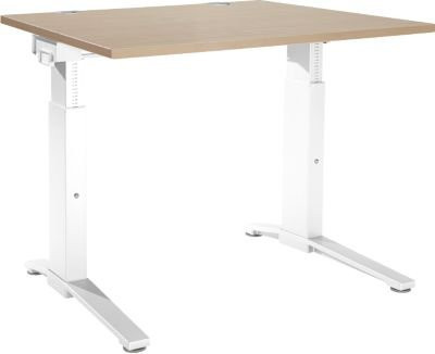 Schäfer Shop Genius Schreibtisch ERGOSTYLE S, manuell höhenverstellbar, Rechteck, C-Fuß, B/T/H: 120 x 80 x 67,5-89,5 cm, eiche/weiß - Bild 1