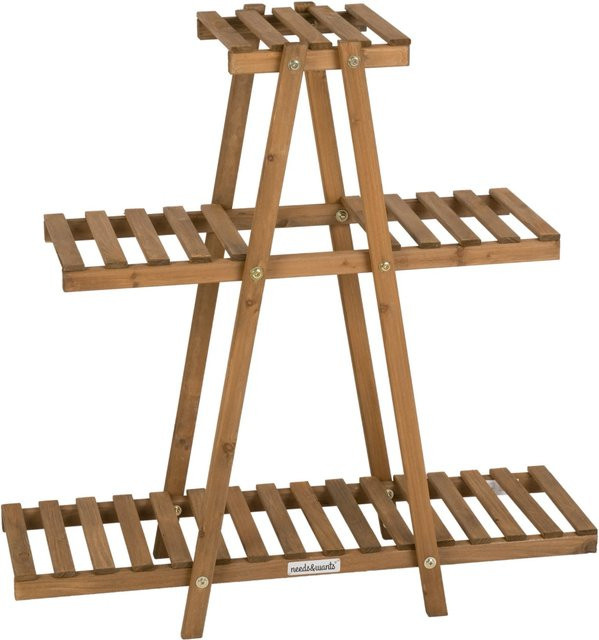 needs&wants Pflanzenregal Bloomy2 aus Holz in Braun, wetterfester Blumenständer für Indoor und Outdoor, B/T/H: 83 x 28 x 83 cm - Bild 1