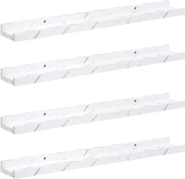 vidaXL Wandregal Set aus 4 Stück in Weiß Marmor, B/H/T: 60 x 9 x 3 cm - Bild 1