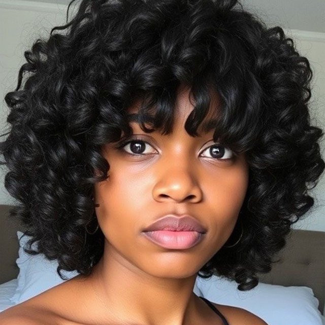 OYM HAIR Egg Curl Pixie Cut Perücke, Echthaar, Naturschwarz - Bild 1