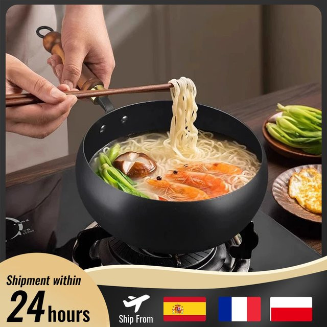 HGTUGO Wok aus Kohlenstoffstahl ohne Beschichtung in Schwarz mit Holzdeckel, Durchmesser: 24 cm - Bild 1