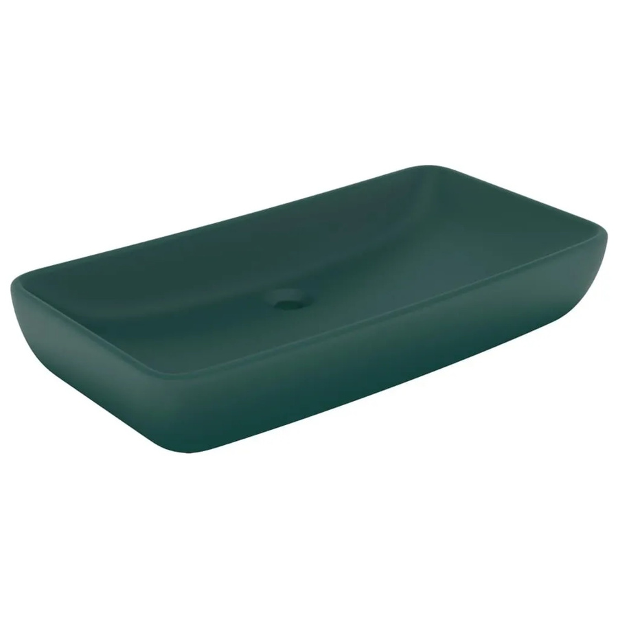 vidaXL Luxus-Waschbecken aus Keramik, rechteckig, Matt Dunkelgrün, B/T: 71 x 38 cm - Bild 2