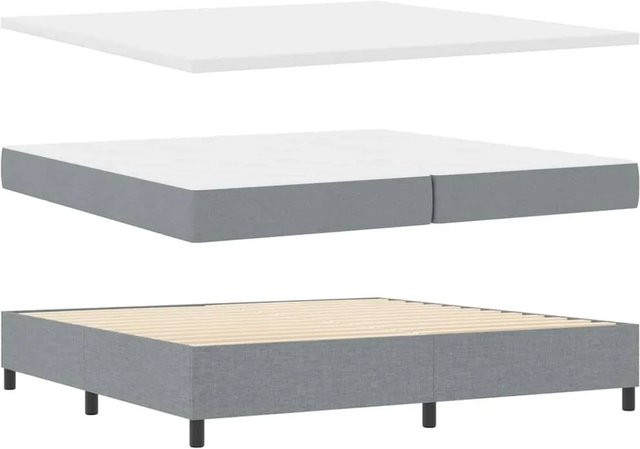 vidaXL Boxspringbett modern in Grau mit Stoff und Holzwerkstoff B/T/H: 200 x 200 x 203 cm - Bild 1