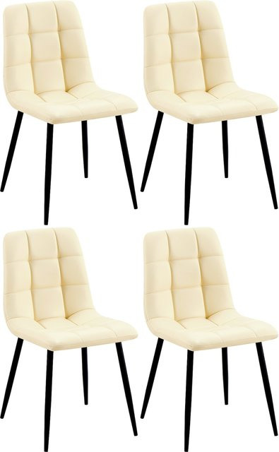CLP 4er Set Esszimmerstühle Antibes in Beige aus gestepptem Kunstleder - Bild 1
