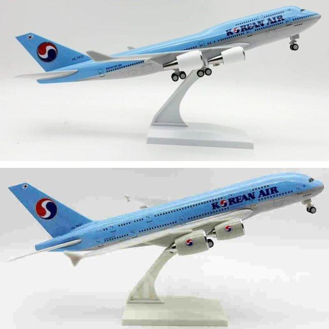 ZOCO Harz Spielzeug Modell A380 Korean Air Airways, Flugzeug Modell, 30cm, Metall, Blau - Bild 1