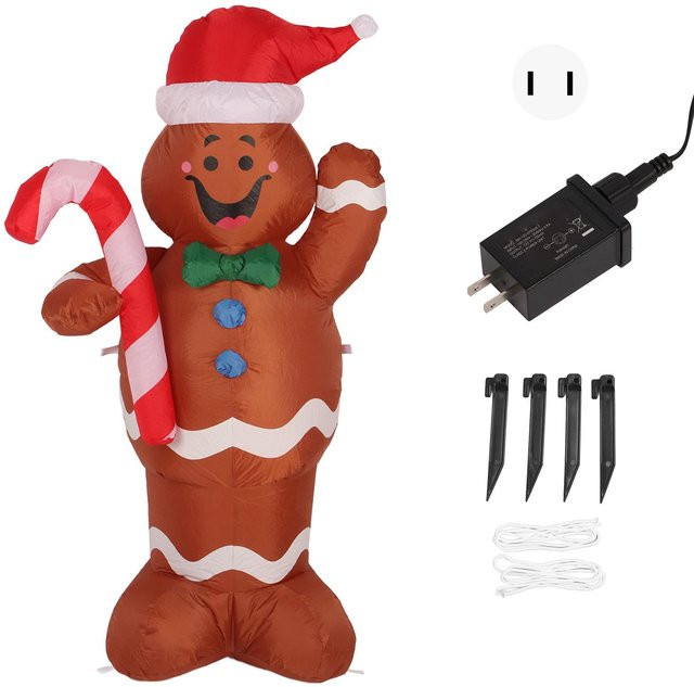 Aufblasbarer Lebkuchenmann für Weihnachten von KONNWEI, mehrfarbig, aus Polyester - Bild 1