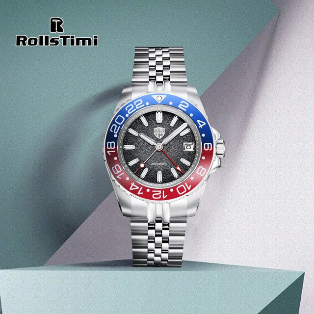 Rollstimi Armbanduhr Automatik, Edelstahl, Saphirglas, Blau, Herren - Bild 1