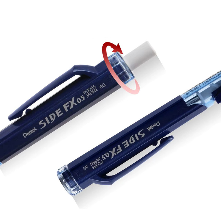 Pentel Druckbleistifte PD255 Set, 3 Stück, 0,5 mm, Multicolor, mit seitlicher Druckmine zum Schreiben und Zeichnen - Bild 6