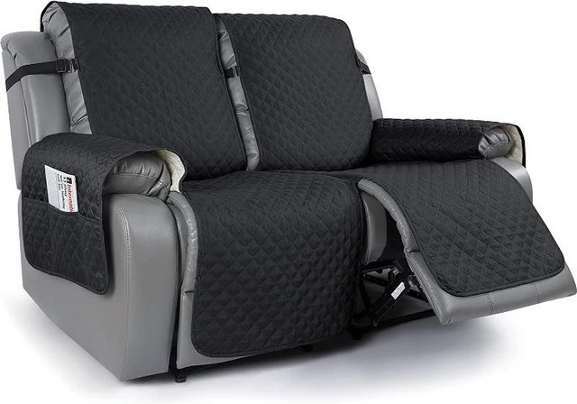 Rutschfester 2-Sitzer Relaxsesselbezug als wendbarer Sofa Überwurf in Schwarz - Bild 1