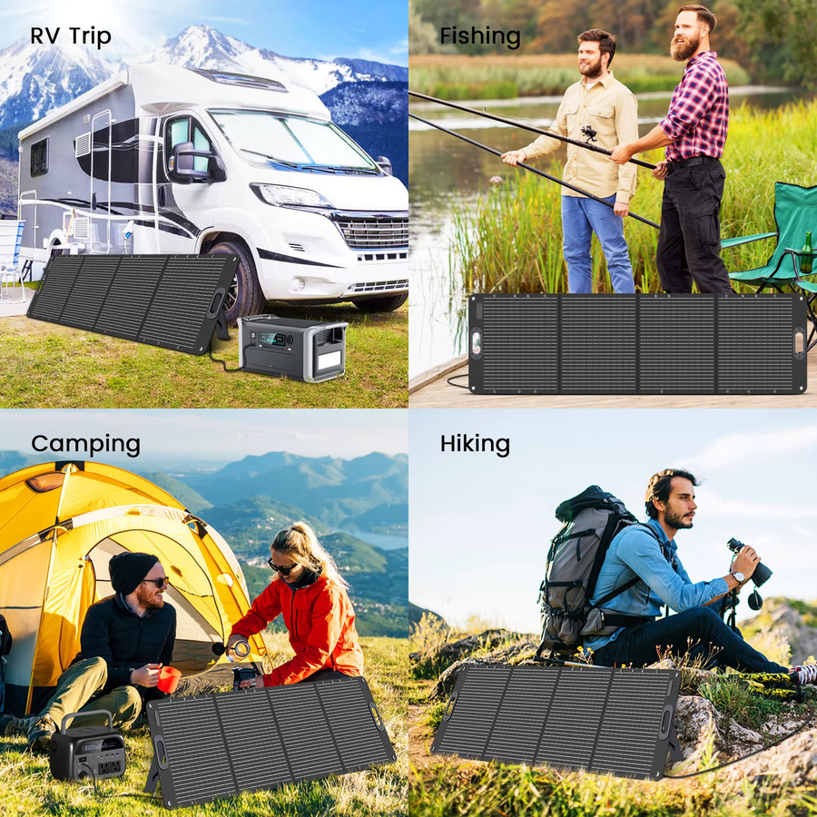CTOLITY Tragbares Solarladegerät 200 W, faltbares monokristallines Solarpanel aus flexiblem ETFE, wasserdicht nach IP68, Farbe: Schwarz - Bild 6