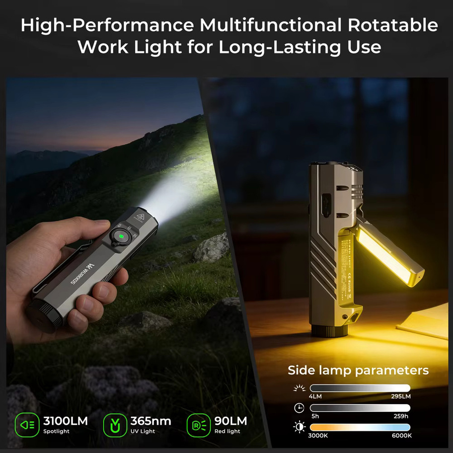Wurkkos HD05 LED Taschenlampe mit 3000 Lumen und wiederaufladbarem Akku - Bild 2