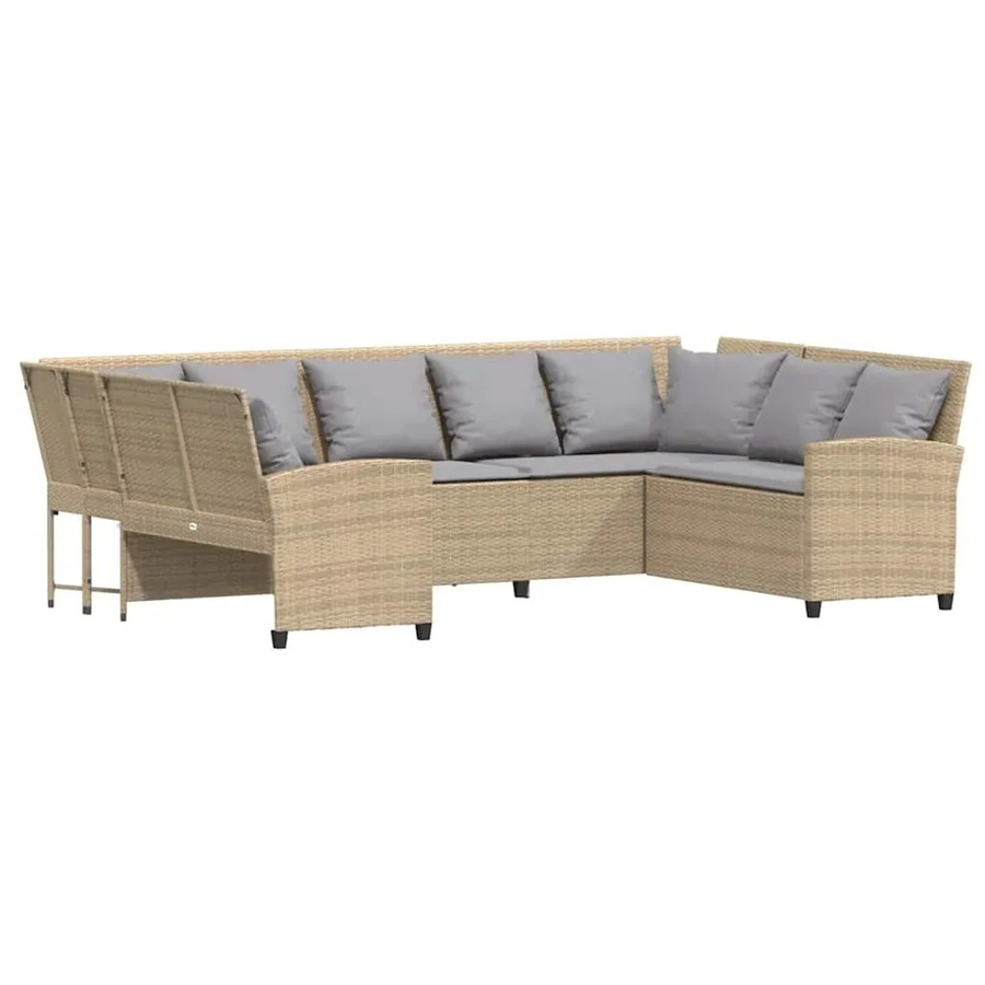 vidaXL Gartensofa L-Form aus Polyrattan in Beige mit Kissen und UV-beständigen Bezügen - Bild 2