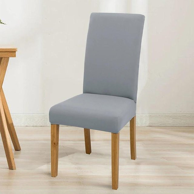6er-Set elastische Stuhlhussen aus Spandex in Grau und Weiß für Esszimmerstühle und Bankette - Bild 1