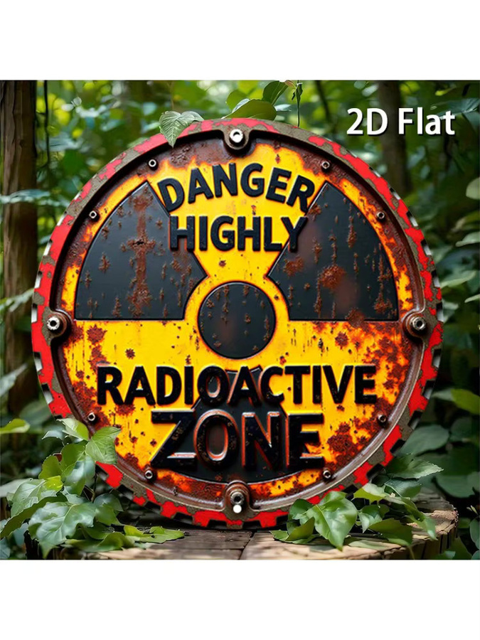 Potdemiel Rundes Aluminiumschild Strahlungswarnung DANGER HIGHLY Radioactive ZONE in Gelb, Durchmesser: 20 cm - Bild 7
