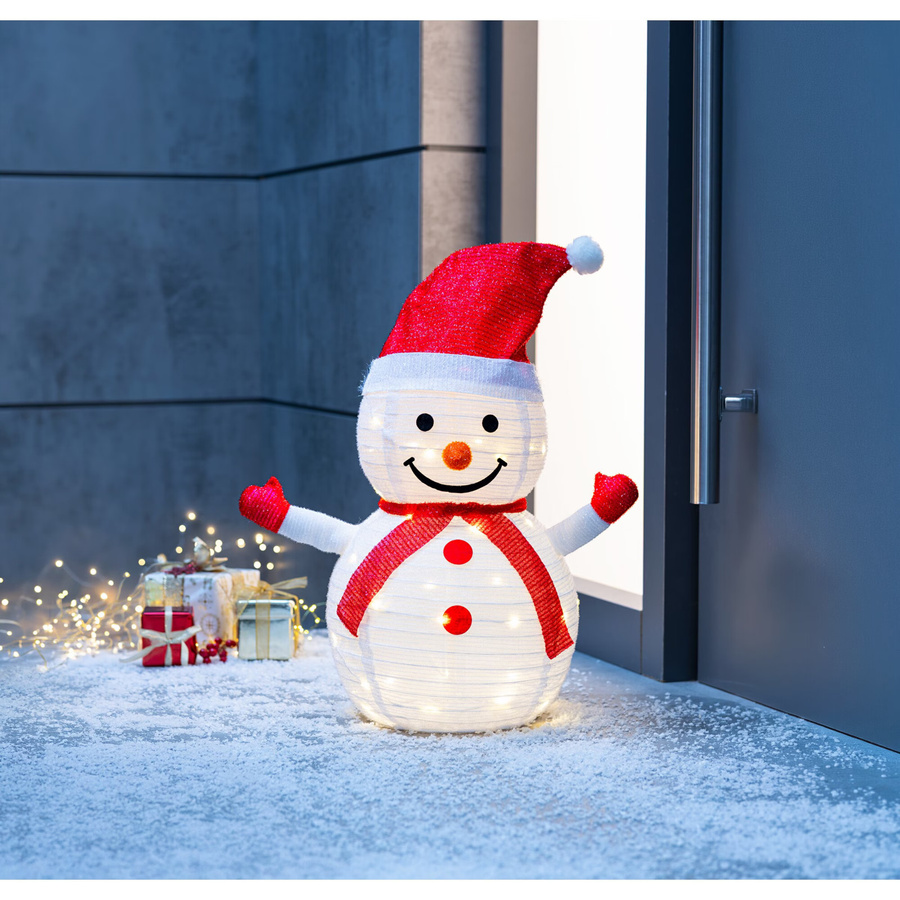 LED-Gartenfigur Schneemann Snowi von viva domo in Weiß und Rot - Bild 2