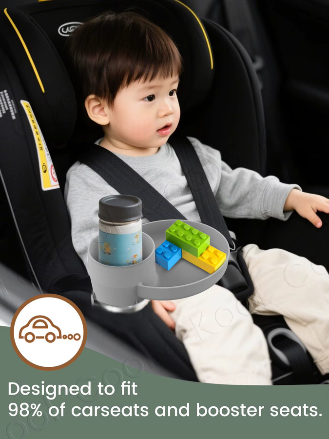 Kisslanding 3-in-1 erweiterbares Kinder-Reisetablett mit 360° Getränkehalter und Untersetzer in Pink - Bild 6