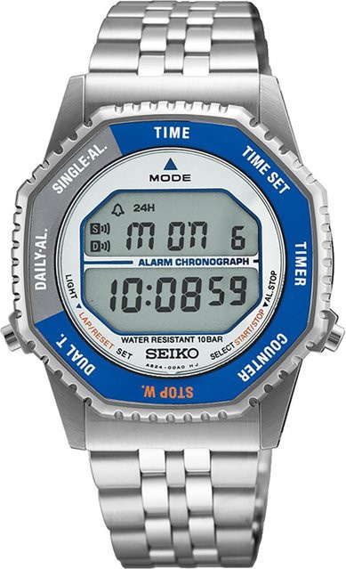 Seiko Chronograph, Digitaluhr, Quarz, Edelstahl, 37 mm, Unisex - Bild 1