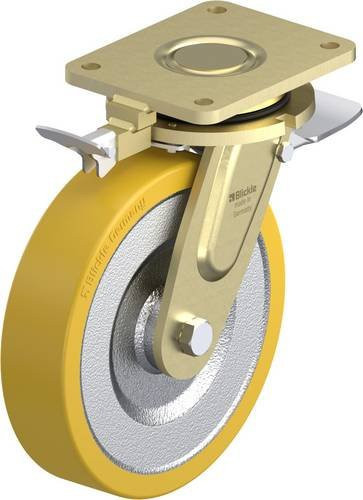 Blickle Lenkrolle LS-SETH 250K-ST-RI4 mit Feststeller, verzinkter Stahl, Rad-Durchmesser: 25 cm, Tragfähigkeit: 1350 kg - Bild 1